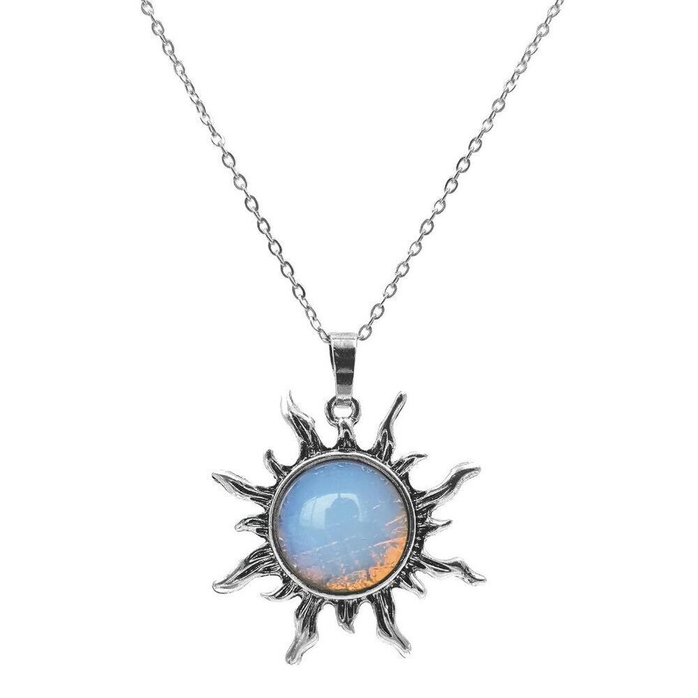 Opal Necklace, October Birthstone Necklace for Women, Cute Sun Necklace for Opal